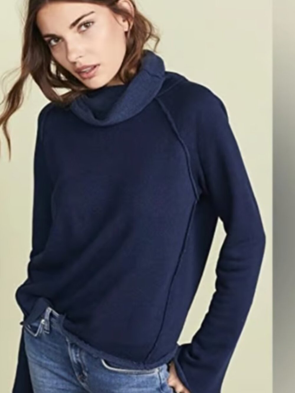 Alala Riki Cowl Neck Bell Sleeve Pullover Sweatshirt. XS run big